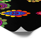 鮮やかな花と美しいフローラオーナメント ポスター (角)