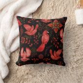 鮮やかな花と葉の模様のデザイン クッション (ブランケット)