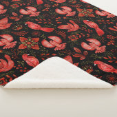 鮮やかな花と葉の模様のデザイン シェルパブランケット (3/4)