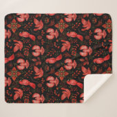 鮮やかな花と葉の模様のデザイン シェルパブランケット (正面(横))