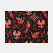 鮮やかな花と葉の模様のデザイン ドアマット (正面)