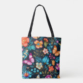 鮮やかな花と蝶のトートバッグ トートバッグ (裏面)