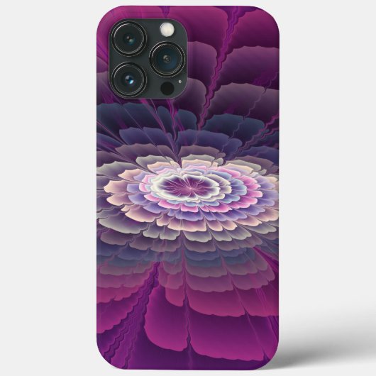 鮮やかな花のカラフルな抽象フラクタルアート ピンク Case-Mate iPhoneケース (裏面)