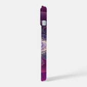 鮮やかな花のカラフルな抽象的なフラクタルアート ピンク iPhone 15ケース (左側面)