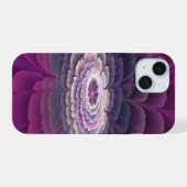 鮮やかな花のカラフルな抽象的なフラクタルアート ピンク iPhone 15ケース (裏面横)