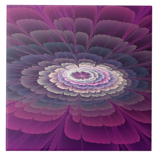 鮮やかな花のカラフルな抽象的フラクタルアート ピンク タイル (正面)