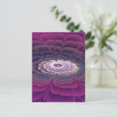 鮮やかな花のカラフルな抽象的フラクタルアート ピンク ポストカード (スタンド正面)