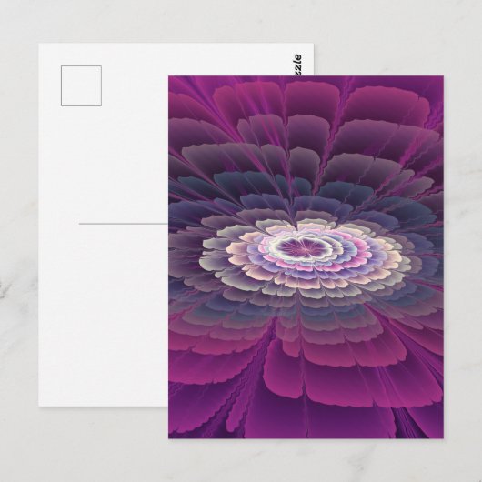 鮮やかな花のカラフルな抽象的フラクタルアート ピンク ポストカード (正面/裏面)