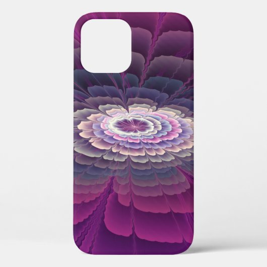 鮮やかな花のカラフルな抽象的フラクタルアート ピンク Case-Mate iPhoneケース (裏面)