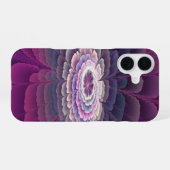 鮮やかな花のカラフルな抽象的フラクタルアート ピンク iPhone 16ケース (裏面横)