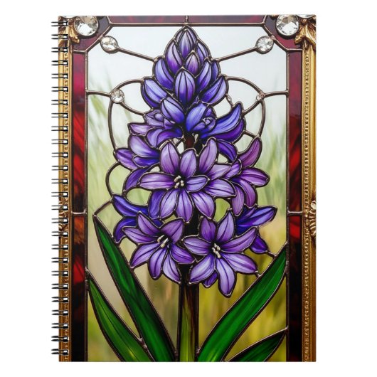 鮮やかな花のステンドグラスパネル ノートブック (正面)