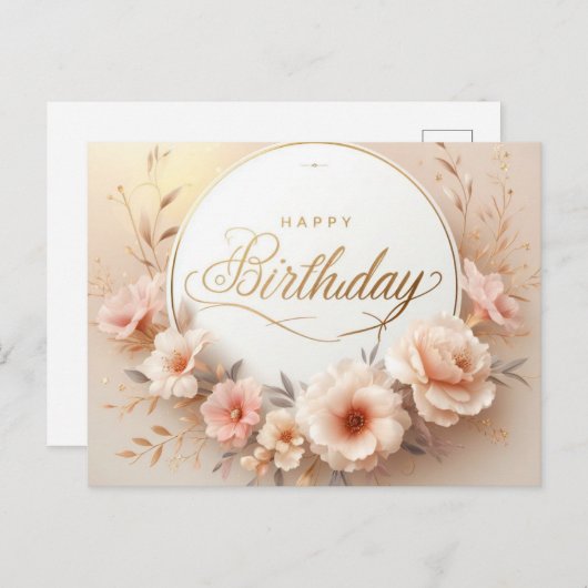 鮮やかな花のバースデーブリス ポストカード (正面/裏面)