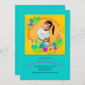 鮮やかな花のフォトフレーム 招待状 (正面/裏面)