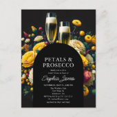 鮮やかな花のペタルとプロセッコのブライダルシャワー ポストカード (正面)