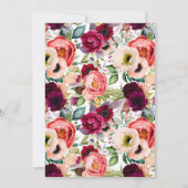 鮮やかな花のボヘミアンスタイルのウェディングシャワー 招待状 (裏面)