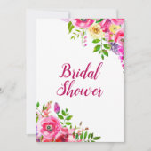 鮮やかな花のボールドなピンクの春のブライダルシャワー 招待状 (正面)