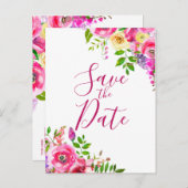 鮮やかな花のボールドピンクの春 保存の日付 案内ポストカード (正面/裏面)