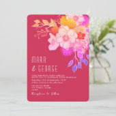 鮮やかな花のマゼンタの結婚式招待状 招待状 (スタンド正面)
