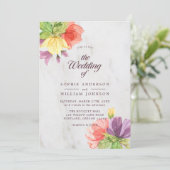 鮮やかな花のマーブルウェディング 招待状 (スタンド正面)