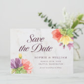 鮮やかな花のマーブル柄 Save the Date セーブザデート (スタンド正面)