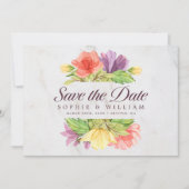 鮮やかな花のマーブル柄 Save the Date セーブザデート (正面)