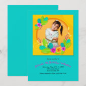 鮮やかな花の写真フレーム 招待状 (正面/裏面)