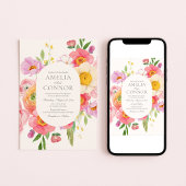 鮮やかな花の写真 ウェディング招待状 招待状