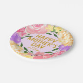 鮮やかな花の幸せな母の日 ペーパープレート (アングル)