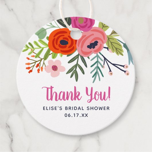 鮮やかな花の感謝 結婚前のお祝い フェイバータグ (正面)
