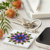 鮮やかな花の曼荼羅 キーホルダー (正面右)