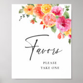 鮮やかな花の柑橘のスライス ウェディングシャワーのお favors ポスター (正面)