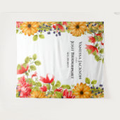 鮮やかな花の水彩壁面バックドロップ タペストリー (正面(横))