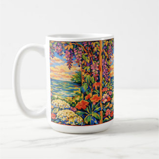 鮮やかな花の海洋サンセットガーデン – Fauve コーヒーマグカップ