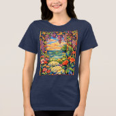 鮮やかな花の海洋サンセットガーデン – Fauve トライブレンドTシャツ (正面)