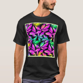 鮮やかな花の繰り返しデザイン Tシャツ