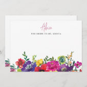 鮮やかな花の色の花嫁のシャワー アドバイスカード (正面/裏面)
