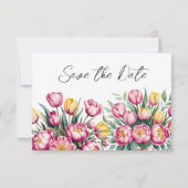 鮮やかな花の調和のウェディング セーブザデート (裏面)