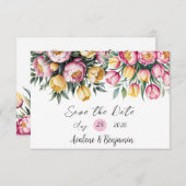 鮮やかな花の調和のウェディング セーブザデート (正面/裏面)