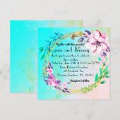 鮮やかな花の輪の結婚式招待状 招待状 (正面/裏面)