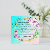 鮮やかな花の輪の結婚式招待状 招待状 (スタンド正面)