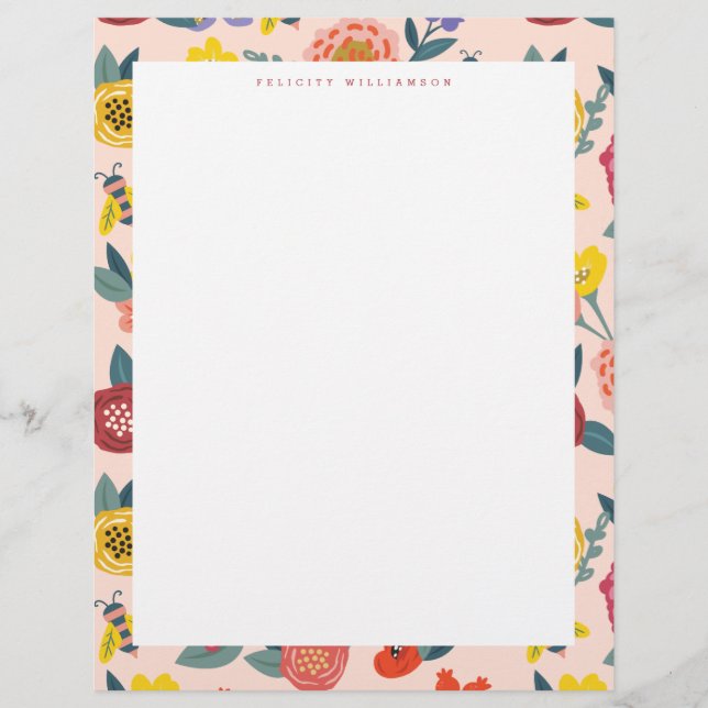 鮮やかな花の野生の花及び蜂蜜の蜂フレーム レターヘッド (正面)