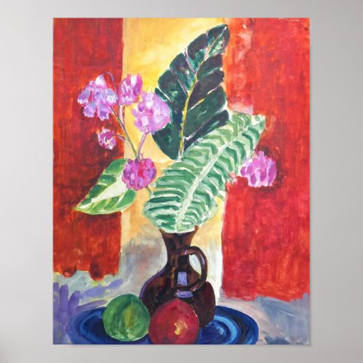 鮮やかな花の静物画ウォールアート ポスター (正面)