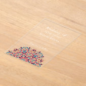 鮮やかな花の香りの喜びのマンダラウェディング アクリル招待状 (レイダウン)