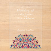 鮮やかな花の香りの喜びのマンダラウェディング アクリル招待状 (正面)