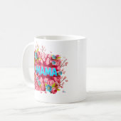 鮮やかな花の3Dひび割れた壁のデザイン MAMA コーヒーマグカップ (正面左)