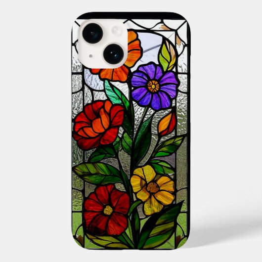 鮮やかな花をあしらったステンドグラスパネル Case-Mate iPhoneケース (裏面)