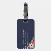 鮮やかな花パターン白の背景 ラゲッジタグ (裏面縦)