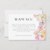 鮮やかな花園のカラフルな花のブライダルシャワー サンキューカード (正面)