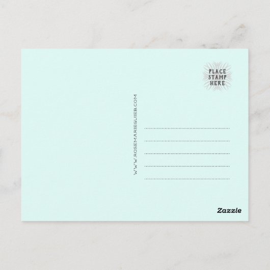 鮮やかな花園のフラミンゴデザイン ポストカード (裏面)