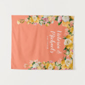 鮮やかな花嫁シャワーのための明るい花の背景 タペストリー (正面(横))